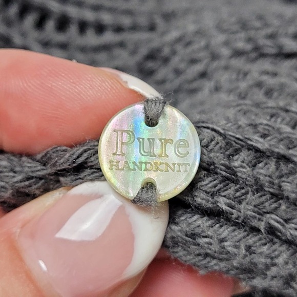 Pure Women's Hand Knit Open Front Cardigan Sweater Dark Gray Size XS - Picture 4 of 12